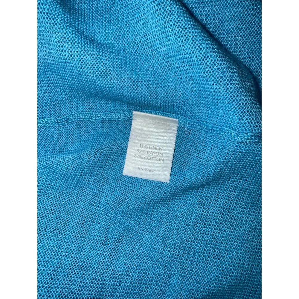 J. Jill Open Front Lightweight Cardigan in Teal Blue - Picture 4 of 6
